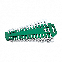Набор ключей гаечных комбинированных трещоточных на держателе, 8-24 мм, 16 предметов 48705